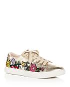 Kenneth Cole Women's Kam Leather Floral Applique Lace Up Sneakers