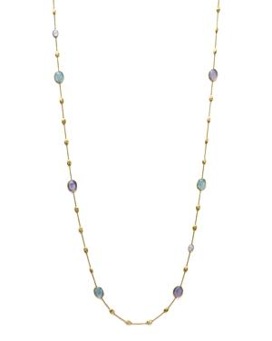 Marco Bicego Siviglia Resort Necklace With Aquamarine, Chalcedony And Diamonds In 18k Yellow Gold, 49.25l