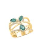 Bloomingdale's Emerald & Diamond Crossover Ring In 14k Yellow Gold - 100% Exclusive