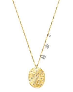 Meira T 14k Yellow & White Gold Disc Pendant Necklace With Diamonds, 18