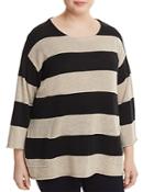 Eileen Fisher Plus Organic Linen Awning-stripe Sweater