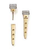 Roberto Coin 18k White And Yellow Gold Pois Moi Chiodo Front-back Earrings With Diamonds - 100% Bloomingdale's Exclusive