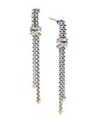 David Yurman Sterling Silver & 18k Yellow Gold Helena Diamond Chain Drop Earrings
