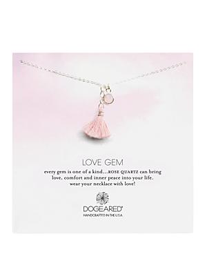 Dogeared Love Round Bezel Rose Quartz Necklace, 18