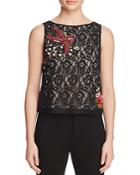 Alice + Olivia Amal Embroidered Lace Top