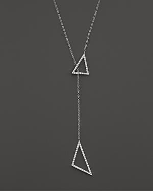 Diamond Geometric Y Necklace In 14k White Gold, .40 Ct. T.w.