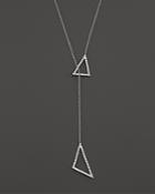 Diamond Geometric Y Necklace In 14k White Gold, .40 Ct. T.w.