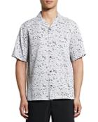 Theory Noll Geo Floral Print Button Down Camp Shirt