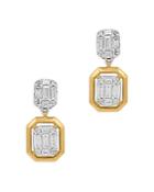 Bloomingdale's Diamond Round & Baguette Cut Cluster Drop Earrings In 14k Yellow & White Gold, 1.0 Ct. T.w. - 100% Exclusive