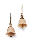 Annette Ferdinandsen Design 18k Yellow Gold Fossil Mammoth Ivory Lily Of The Valley Drop Earrings
