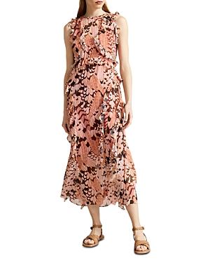 Ted Baker Kayleih Printed Sleeveless Waterfall Midi Dress