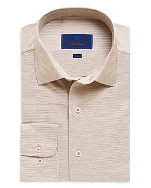 David Donahue Dune Textured Knit Fusion Regular Fit Dress Shirt