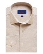 David Donahue Dune Textured Knit Fusion Regular Fit Dress Shirt