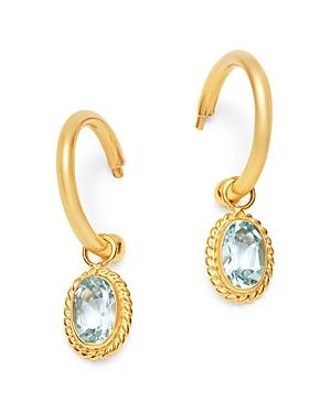 Bloomingdale's Blue Topaz Mini Hoop Earrings In 14k Yellow Gold - 100% Exclusive