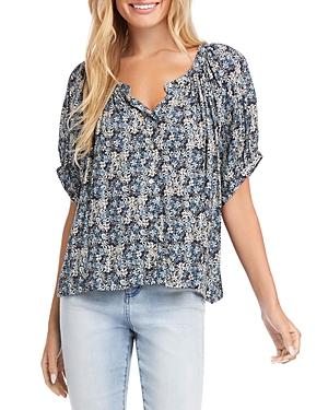 Karen Kane Floral Short Sleeve Peasant Top