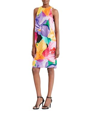 Lauren Ralph Lauren Asymmetric Overlay Watercolor Floral Shift Dress