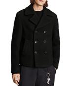 Allsaints Eds Wool Blend Regular Fit Double Breasted Peacoat