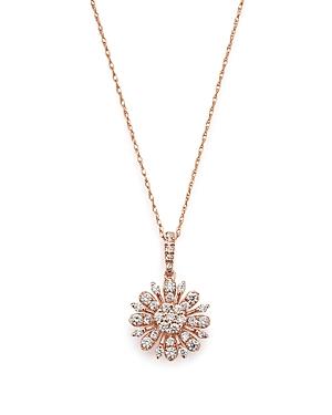Diamond Flower Pendant Necklace In 14k Rose Gold, .55 Ct. T.w. - 100% Exclusive