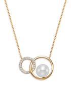 Bloomingdale's Cultured Freshwater Pearl Circle Pendant Necklace In 14k Yellow Gold, 16-18 - 100% Exclusive