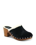 Charles David Women's Livid Suede Faux Shearling Trim Clogs