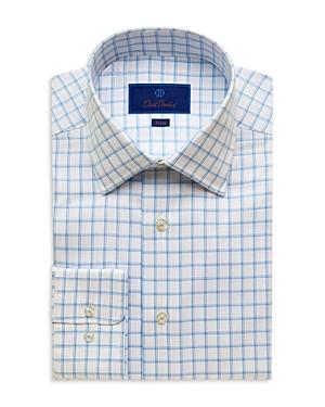David Donahue Cotton Oxford Check Trim Fit Dress Shirt