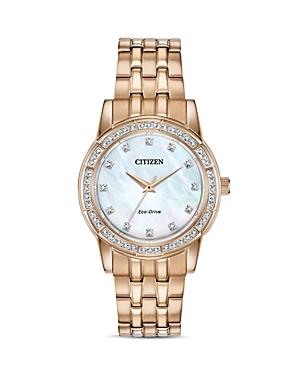 Citizen Silhouette Crystal-embellished Rose Gold-tone Watch, 31mm