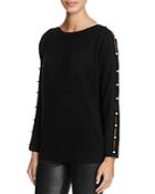 C By Bloomingdale's Cashmere Faux Pearl-sleeve Sweater - 100% Exclusive