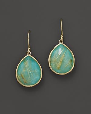 Ippolita 18k Gold Rock Candy Teardrop Earrings In Rutilated Quartz And Turquoise Doublet