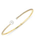 Hueb 18k Yellow Gold Spectrum Diamond And Cultured Freshwater Pearl Cuff Bracelet