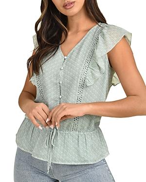 Daniel Rainn Ruffle Sleeve V Neck Blouse