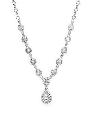 Diamond Cluster Teardrop Necklace In 14k White Gold, 3.0 Ct. T.w.