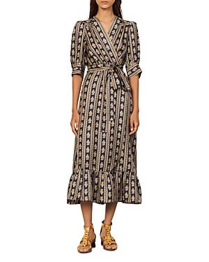 Sandro Silk Printed Wrap Dress