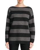 Eileen Fisher Petites Drop Shoulder Stripe Merino Wool Sweater