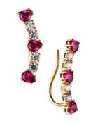 Nadri Love All Cubic Zirconia & Synthetic Corundum Climber Earrings In 18k Gold Plated