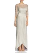 Kay Unger Embroidered Lace & Satin Gown