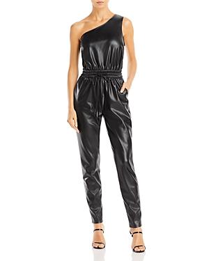 Mother The Landslide Coated One Shoulder Drawstring Jumpsuit