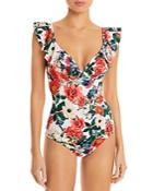 Vilebrequin Tropical Blooms Printed Ruffled One Piece Swimsuit