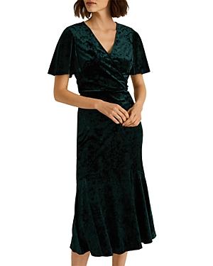 Lauren Ralph Lauren Flutter Sleeve Velvet Midi Dress