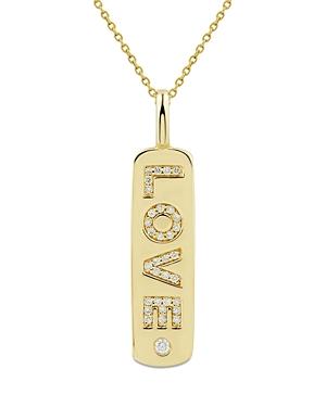 Bloomingdale's Diamond Love Dog Tag Necklace In 14k Yellow Gold, 0.10 Ct. T.w. - 100% Exclusive