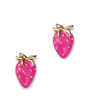Moon & Meadow 14k Yellow Gold Enamel Strawberry Stud Earrings