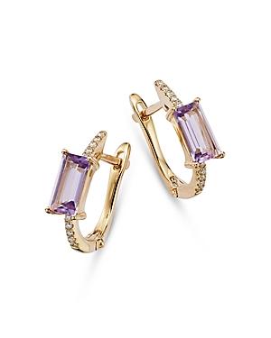 Bloomingdale's Amethyst & Diamond Hoop Earrings In 14k Yellow Gold - 100% Exclusive