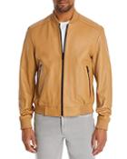 Boss Malban Zip Front Leather Jacket