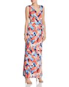 Leota Sleeveless Printed Wrap Maxi Dress
