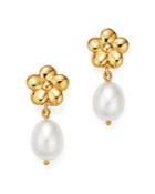 Bloomingdale's Cultured Freshwater Pearl & Flower Drop Earrings In 14k Yellow Gold - 100% Exclusive