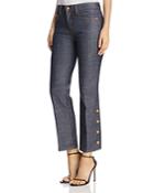 Tory Burch Alexandra Button-hem Ankle Jeans In Resin Rinse