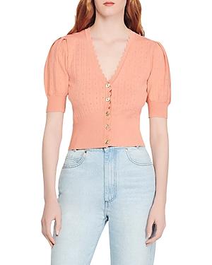 Sandro Passiflore Pointelle Short Sleeve Cardigan