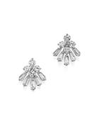 Diamond Round And Baguette Earrings In 14k White Gold, .55 Ct. T.w. - 100% Exclusive