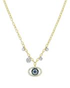 Meira T 14k Yellow And White Gold Evil Eye Charm Necklace With Blue And White Diamonds And Sapphires, 18