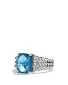 David Yurman Petite Wheaton Ring With Hampton Blue Topaz And Diamonds