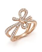 Diamond Bow Ring In 14k Rose Gold, .54 Ct. T.w.